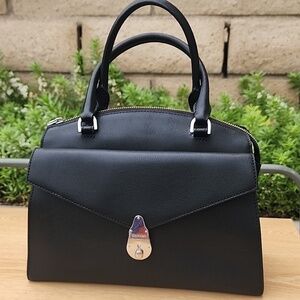 Calvin Klein Lock Black Leather Satchel